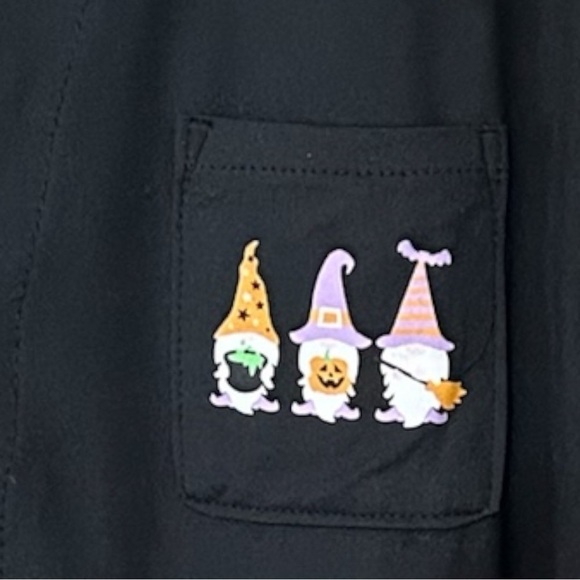 Born Long Sleeve Black Halloween Gnome Button Down Pajama Top - Picture 2 of 4